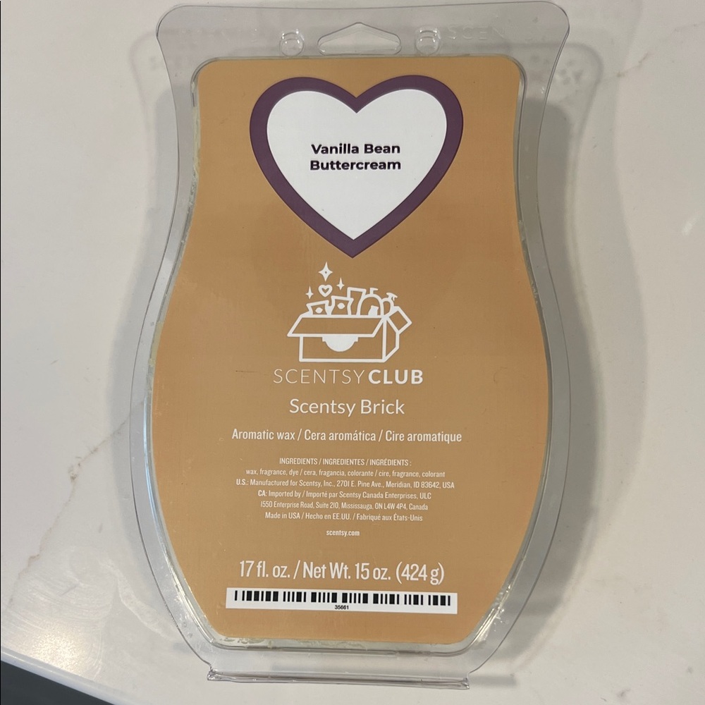 Scentsy Vanilla Bean Buttercream Brick - Brown and Purple Heart